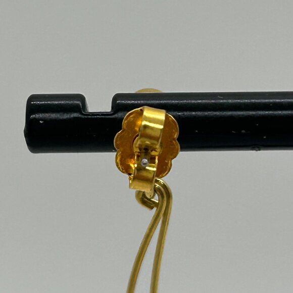 Faux Freshwater Pearl Gold-Tone Dangle Earrings Minimalist Design Lightweight - Picture 8 of 16